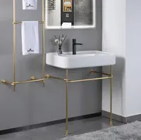 वाणिज्यिक यूरोपीय शैली बाथरूम सिंक घमंड इकाई के साथ तांबा फ्रेम स्टैंड