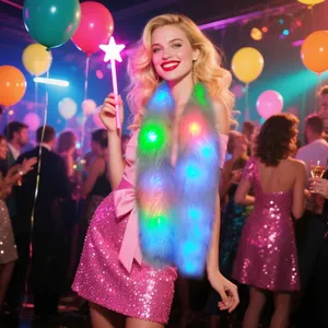 Bufanda de Piel Sintética con Luces LED de Colores, Bufanda Brillante LED para Mujer, Espectáculo Nocturno, Fiesta, San Valentín, Accesorios de Cumpleaños, Regalo Novedoso - Product Image 2