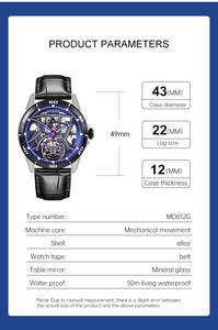 Sáng Tourbillon Đồng Hồ Cơ Khí Nhà Máy Biểu Tượng Tùy Chỉnh Chính Hãng Dây Đeo Da Không Thấm Nước Tự Động Đồng Hồ Cơ Khí - Product Image 6