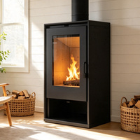 Cheminée en bois autoportante moderne avec une capacité de chauffage de 8 kW pour salon et chambre à coucher, utilisation en intérieur