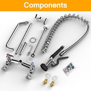 Robinet mural commercial moderne à poignée unique, économique, industriel, pour pré-rinçage, pour cuisine, hôtels et restaurants - Product Image 3