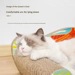 Divano Letto per Gatti Extra Large in Carta Non Sfilacciante, Tiragraffi, Chaise Longue con Motivo Gatto Cartoon, Giocattolo Multifunzione per Gatti - Product Image 2