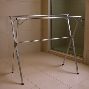 Stendibiancheria in Acciaio Inox, Forma Rettangolare, Portatile, per Interni, Tipo Verticale, Design Antivento, Stile Minimalista - Product Image 2