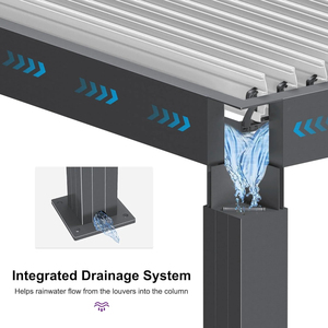 Pergola extérieure en aluminium avec toit à lames orientables, drainage imperméable, terrasse, jardin, <span class=keywords><strong>restaurant</strong></span>, sur mesure - Product Image 5