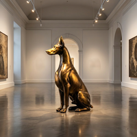 Elegante Scultura in Bronzo di Doberman Pinscher - Cane Guardiano a Grandezza Naturale Personalizzabile con Opzioni su Misura, Scultura in Bronzo