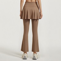 Nouvelles Culottes Évasées Color-Block 2026 – Effet Amincissant Ultra-Extensible, Design Faux Deux Pièces, Taille Haute, Anti-Transpiration, Longueur Complète pour Yoga