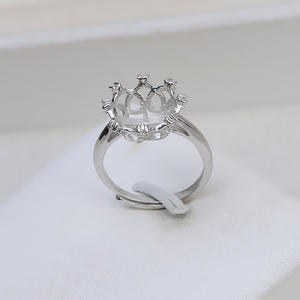 Composants de bijoux en argent 925 pour la création de bijoux en perles, bague ouverte en forme de couronne de reine, porte-bague mobile, composants de bijoux - Product Image 2