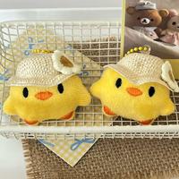 Porte-clés en peluche exquis en forme de poulet jaune mignon, accessoire universel pour sac, pendentif pour étudiante, vente en gros