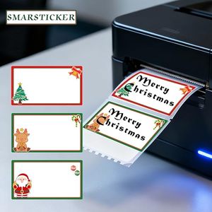 Étiquettes thermiques directes Joyeux Noël, autocollants aquarelle pour petites entreprises, pour inventaire, adresse, nom, étiquette cadeau - Product Image 5