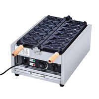 Machine à crêpes grillées Taiyaki commerciale Machine à gaufres en acier inoxydable Chauffage électrique Six poissons Taiyaki Snack Machine