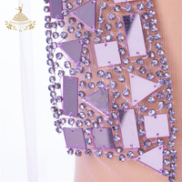 Haute qualité Violet fait à la main perles à coudre cristal robe de mariée Appliques strass patchs en Chenille tissu résine plastique