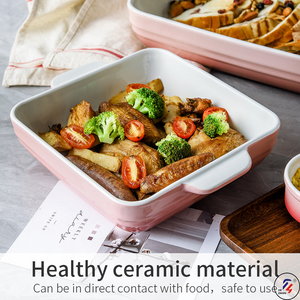 Tùy Chỉnh Kích Thước Lớn Hình Chữ Nhật Bánh Bánh Mì Nướng Pan Gốm Vuông Nướng Món Ăn Ramekins <span class=keywords><strong>Bakeware</strong></span> Bộ 6 - Product Image 3