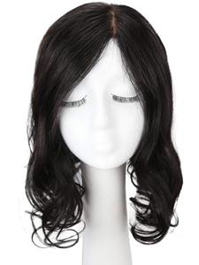 Largo y rizado cabello humano Remy ondulado Topper Base corona pelo pieza Clip en seda peluca llena de encaje suizo europeo de la onda del cuerpo del pelo pequeña - Product Image 2