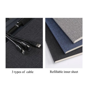 دفتر ملاحظات متعدد الوظائف مع شاحن لاسلكي وباور بانك، أجندة بغلاف من القماش والجلد، هدية عمل ذكية - Product Image 4