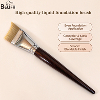 Kuas Makeup Ultra Tipis dengan Logo Kustom, Kuas Foundation dengan Bilah Miring, Kuas Pencampur Foundation Cair, Kuas Makeup Kepala Datar
