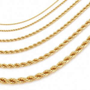 Wholesale Brass Non-Tarnish Waterproof 14K 18K Gold Plated Link <b>Chain</b> 2.5mm 5mm 8mm Thick Rope Necklace for Men - Product Image 2