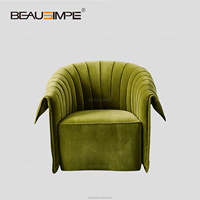 Fauteuil moderne Manta Fauteuil simple luxueux en velours vert Fauteuil lounge inclinable pour le salon Fauteuil d'appoint à siège unique