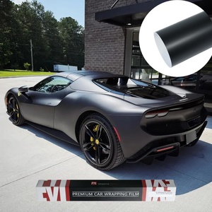 Günstigere Vinyl-Folienverpackung Mattschwarze Autokarosserie-Folien Satin-Fahrzeugfolierung - Product Image 1