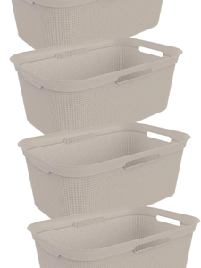 Juego de 4 Cestas de Lavandería <span class=keywords><strong>Rotho</strong></span> Brisen, Tipo Vertical, de Plástico PP sin BPA, Color Beige, 40L, 59.6x39.6x23.2cm - Product Image 1