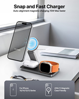 Station de charge rapide pliable multifonctionnelle 3 en 1 à vente chaude, chargeur sans fil magnétique puissant de 15 W pour les appareils iPhone