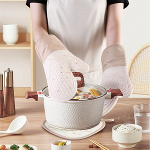 Guantes de silicona para horno con forro de algodón, resistentes al calor, para <span class=keywords><strong>cocina</strong></span>, barbacoa, ahumador, parrilla, repostería, soporte para ollas, fabricante de guantes de <span class=keywords><strong>cocina</strong></span> - Product Image 4