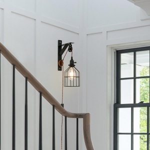 Lampe de jardin murale en aluminium à poulie de style industriel avec interrupteur à prise Applique murale d'extérieur moderne et étanche - Product Image 5