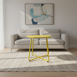 Leisure Modern Outdoor Steel Garden <b>Tables</b> Round Shape Balcony Patio <b>Side</b> <b>Tables</b> Easy Move Outdoor Furniture <b>Set</b> - Product Image 2
