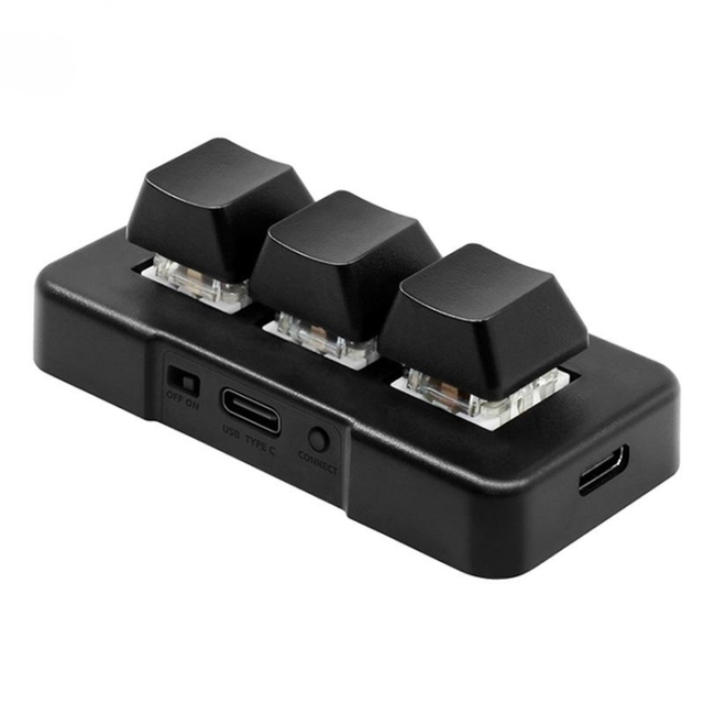 New Arrivals MK321BT Wireless 3 Keys Custom Keyboard Game Office PS Clip Macro Programming Keypad