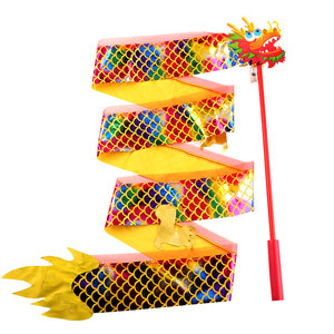 <b>Dragon</b> Ribbon Streamer 2M Fabric <b>Light</b> Up Toy For Children Outdoor Performance Props Yellow - Product Image 3