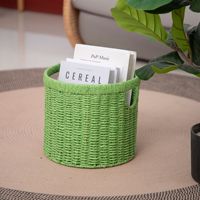 Boîte de rangement de bureau moderne et minimaliste personnalisable, multifonctionnelle, transfrontalière, en fibre de papier verte, à double poignée, pour café et articles divers
