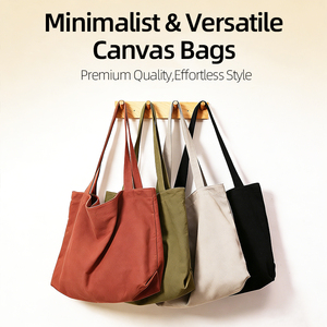 100% Cotton Canvas Tote <b>Bag</b> <b>Reusable</b> <b>Shopping</b> <b>Bag</b> Custom Logo Letter Zipper Closure Eco-Friendly Shoulder <b>Bag</b> for Daily Use - Product Image 2