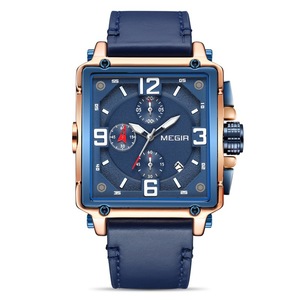 Montre pour homme rétro élégante, carrée, chronographe multifonctionnel, calendrier, montre en cuir véritable - Product Image 4