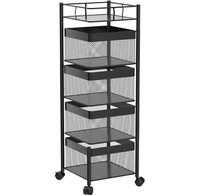 Offre Spéciale chariot de cuisine chariot étagère de rangement étagère multicouche légumes fruits panier 360 degrés rotatif paniers support avec roues