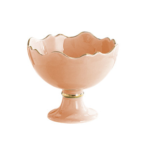 Ceramic Gold Rim Ice Bowl Macaron Simple Salad Tall Design Feeling Dessert - Product Image 6
