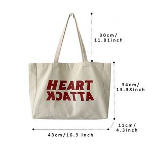 Custom Personalized Logo Printed Recyclable Reusable <b>Large</b> Big <b>Plain</b> Calico Organic Minimalist Cotton <b>Canvas</b> Shopping Tote Bag - Product Image 2