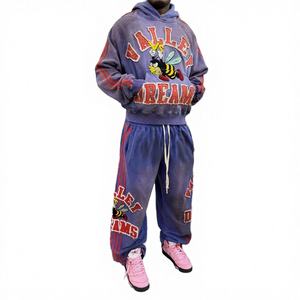 ชุดวอร์มทรงบ็อกซี่สำหรับฤดูหนาว 500GSM สำหรับผู้ชาย ชุดฮู้ดซิปเต็มตัว ปักโลโก้ตามสั่ง ล้างสีแบบ Distressed Acid Wash ผลิตจากเส้นใยไม้ไผ่ 100% สไตล์สตรีทแวร์ - Product Image 4