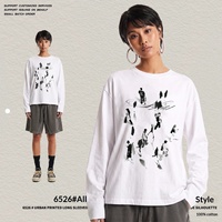 T-shirts unisexes à manches longues - 100% coton, coupe ample, respirants, streetwear, imprimés, design de personnage - Direct