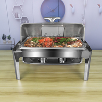 Fournitures pour hôtels et restaurants ensemble de chauffe-plats pour buffet chauffe-plats en acier inoxydable chauffe-plats en or 9L à couvercle roulé