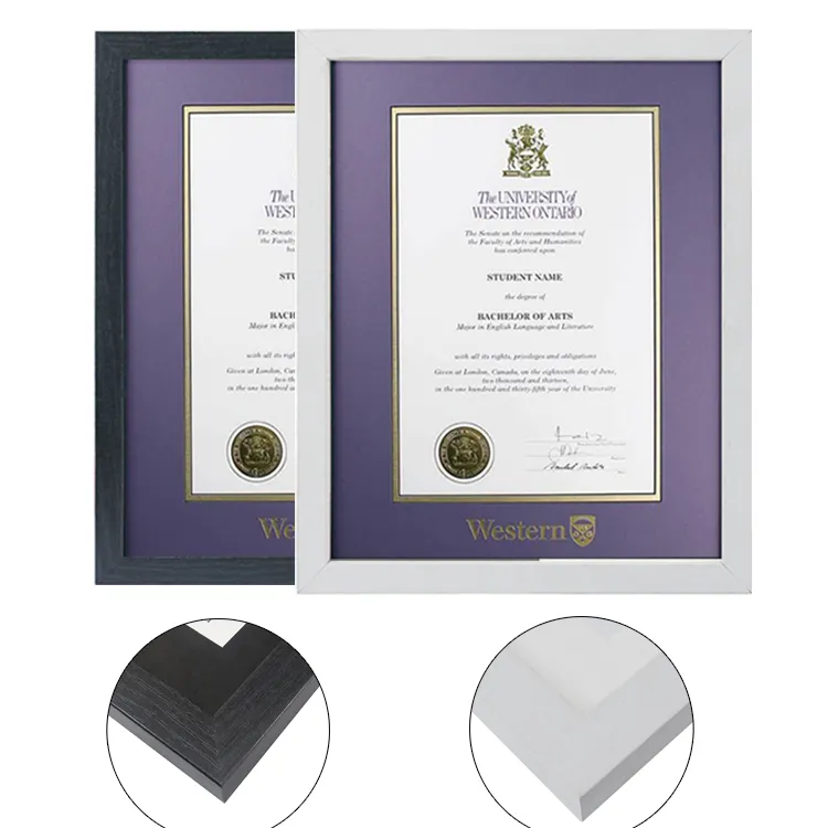 Bán buôn tùy chỉnh tốt nghiệp A4 bằng tốt nghiệp khung bằng cao đẳng giấy chứng nhận khung với lá vàng con dấu