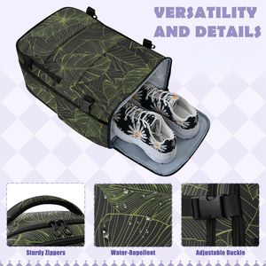 Unisex Green Tropical Leaf Print Fashion Casual Sports Custom Backpack Polyester <b>Waterproof</b> Zipper Closure Laptop Travel Bag - Product Image 4
