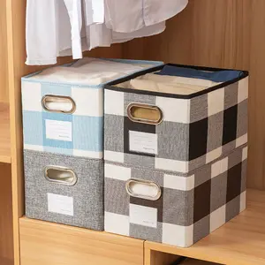 Plaid Opvouwbaar Storage Bins Katoen Linnen Stof Open Storage Box Vouwen Doek Huishoudelijke Wasbare Inklapbare Opbergdoos