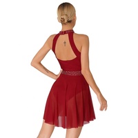 Ballet lyrique Jazz strass robe de danse dos nu maille justaucorps robes scène Performance danse porter