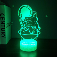 Veilleuse 3D Astronaute lisant un livre, panneau acrylique, base ABS, LED multicolore pour chambre d'adolescent