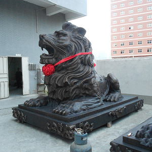 Copper Lion Sculpture European Style Large Outdoor Statue For Plazas Hotels Banks Office Buildings - Product Image 1