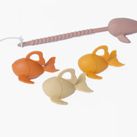 Mainan mandi memancing bayi silikon, Set permainan memancing mengambang untuk anak-anak & balita, tongkat pancing mainan