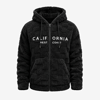Veste en polaire Teddy pour homme, vente en gros ODM, avec capuche zippée, broderie Côte Ouest de Californie et poches latérales pour l'hiver