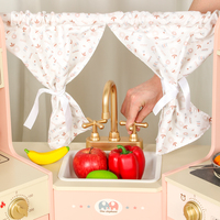 Ensemble de cuisine d'angle en bois pour enfants, jeu de simulation de cuisine pour tout-petits, réfrigérateur, machine à laver, jeu de rôle, jouet éducatif Montessori