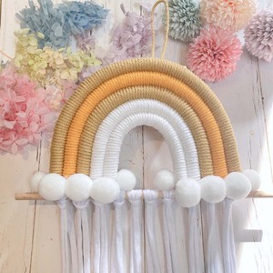 Arazzo da Parete <span class=keywords><strong>Arcobaleno</strong></span> Bohemien in <span class=keywords><strong>Macramè</strong></span> Intrecciato, Porta Fermagli per Capelli per Bambini, Cintura Portaoggetti per Decorazione Domestica - Product Image 4