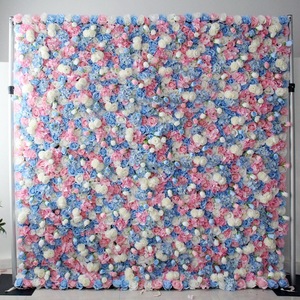 Pastel Pink and Blue Rose Flower Wall Mixed Floral Panel Romantic Style For Wedding Bridal <b>Shower</b> Backdrop - Product Image 5