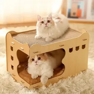 Cat Home Cat Scratching Board forniture per animali domestici in legno casa per gatti pieghevole